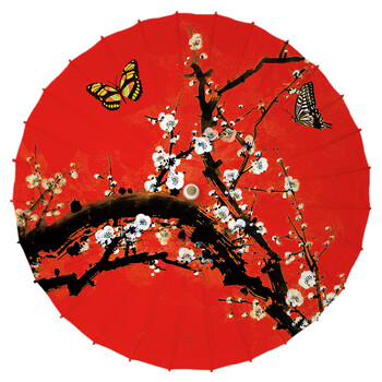 油纸伞 梅兰竹菊图 古风江南古典防雨实用油纸伞 工艺纸伞 梅花26 满