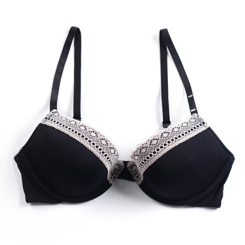 【京东好货】文胸 蕾丝边女士内衣 低心位胸罩 黑色肤色 黑色 70