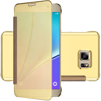 奢姿 手机智能镜面保护皮套保护壳 适用于三星galaxy note5 土豪金