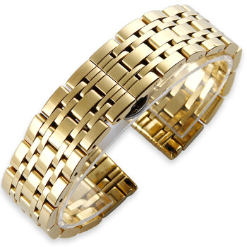 16 19 20 22mm男款手表表链配件蝴蝶扣表带 七珠 全金色(平口 弧口)