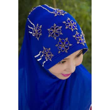 muslim穆斯林盖头手工串珠方便盖头时尚回族盖头头巾女中老盖头 12钻