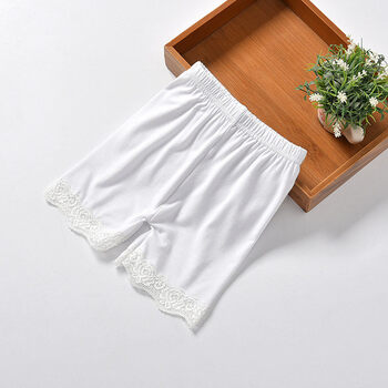 女童夏打底短裤中大童 儿童平角内裤 宝宝女孩安全裤防走光 白色 120