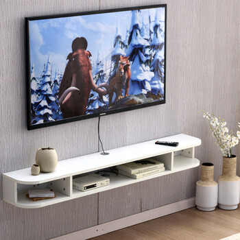 壁挂电视柜实木生态板小户型迷你欧式现代简约简易电视柜 白色1.