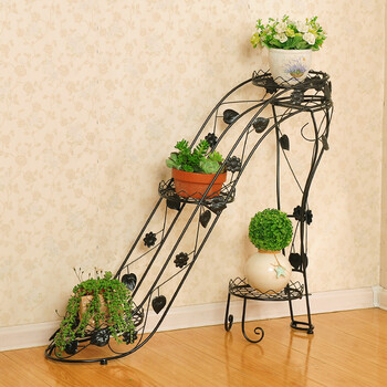 欧式绿萝梯形阶梯式室外单个花架铁艺多层地面花盆养花架子落地式