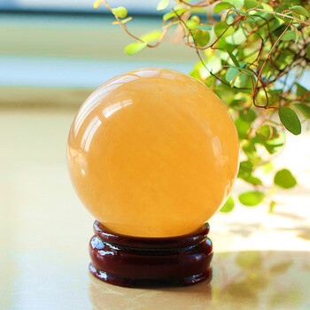 天然黄水晶球家居客厅摆件官运转运黄色水晶球镇宅风水球22 直径13