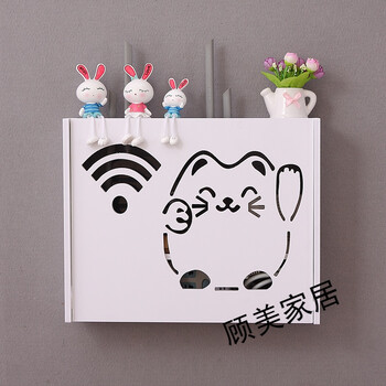 免打孔无线路由器收纳盒壁挂创意wifi多媒体集线箱装饰遮挡网线盒 多