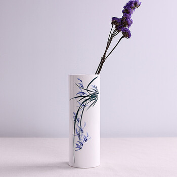 陶瓷花瓶摆件居家装饰工艺品白瓷手绘花插水培花器定制cl 兰花 20cm