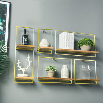 风林海 墙面墙壁背景墙装饰架铁艺架子客厅北欧复古墙上创意置物架