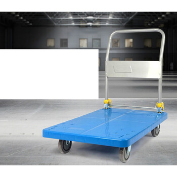 洪雄四轮手推车拉货折叠平板车小推车拉货搬运车加高静音拖车板车 全