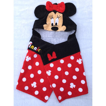 米妮卡通全棉纯棉 儿童宝宝浴巾 毛巾料披风披肩带帽斗篷 米妮 35x85