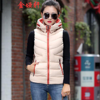 金娅轩2016冬装新款马甲女立领加厚加绒棉服小外套背心短款棉衣 深红色 XL