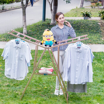 
                                        佳美家铝合金晾衣架 翼型折叠室内凉衣架晒衣架挂衣架 落地晾衣架 粉红色                