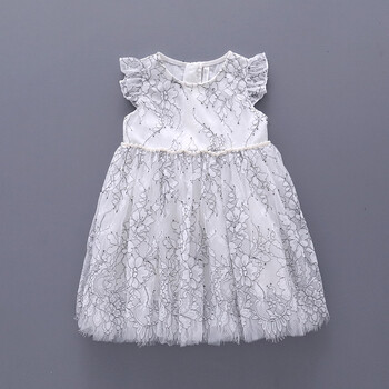 新款夏装女童蕾丝公主裙子洋气儿童背心裙女宝宝小女孩连衣裙 白色