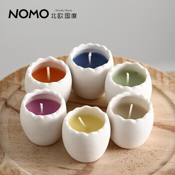 
                                        NOMO 创意欧式宜家香薰蜡烛浪漫多色彩的蛋壳蜡烛6件套party装饰蜡烛杯                