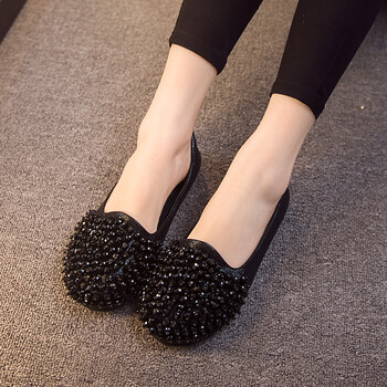 女士豆豆鞋 女鞋子潮春秋季2018新款韩版 百搭春款显脚小 一脚蹬 黑色