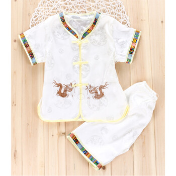2018新品 2018新款夏季中国龙宝宝套装男童唐装儿童套装功夫演出服小