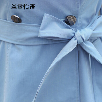 丝露怡语 2015秋装韩版翻领长袖中长款女式风衣 纯色休闲修身外套大衣 女 883 黑色 XXXL