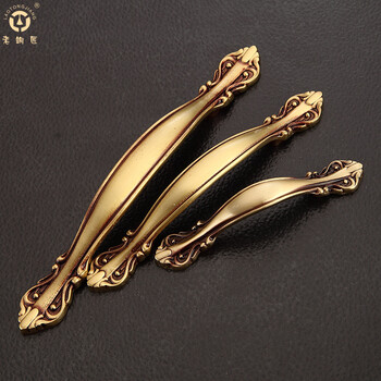 老铜匠铜拉手衣柜门把手仿古欧式拉手全铜橱柜抽屉柜门把手全铜 96孔