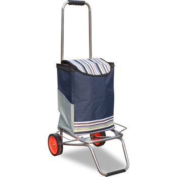 不锈钢拉杆车行李车小拖车折叠手拉车买菜推车便携购物车 拉车加购物