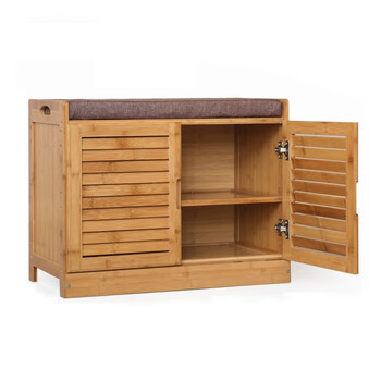 竹鞋柜简易鞋柜多层竹鞋架实简约现代收纳客厅玄关门厅柜 原色带垫换