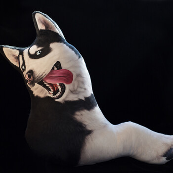 哈士奇毛绒玩具公仔二哈子狗头抱枕恶搞创意狗年吉祥物 二哈子抱枕-好