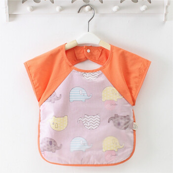 宝宝吃饭罩衣防水儿童反穿衣饭兜兜男童女孩无袖围兜夏季薄款 1826-1