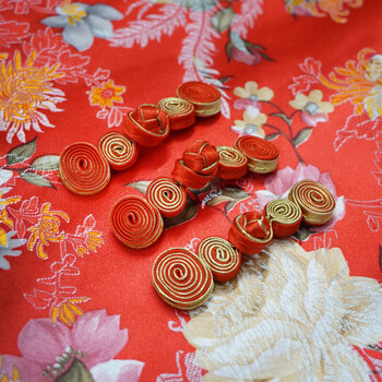 大红配金色吉祥葫芦手工盘扣1个/唐装旗袍扣/民族中国风 一个扣子