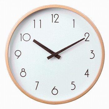 边框北欧挂钟卧室客厅日式用静音实木石英钟表b 榉木数字鸡翅木指针