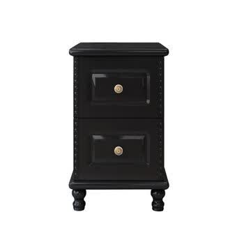 30cm床头柜美式欧式床头柜迷你乡村黑色小户型客厅边柜美式小柜子胡桃