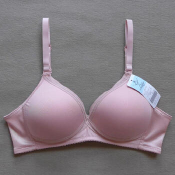 妈妈款薄款中年女性胖mm大号无钢圈夏季光面两扣大妈内衣胸 藕色 75c