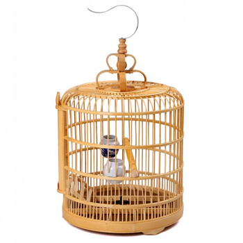 画眉鸟笼竹制精品川笼八哥鸟笼鹩哥绣眼鸟笼小号全套配件笼子 原色-33