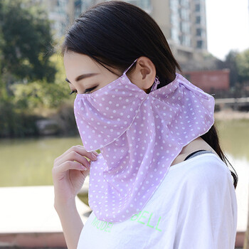 防紫外线口罩韩版女夏天防尘透气可清洗易呼吸遮阳防晒护颈面罩 紫色