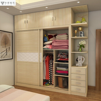 简约现代推拉门衣柜 整体 移门 趟门 组装卧室大衣橱家具滑门衣柜 白