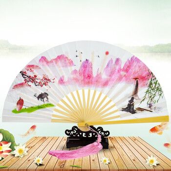中国风折扇 男士女士复古古典古风山水画纸质扇子 舞蹈演出道具扇子