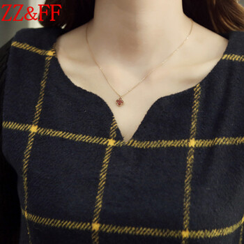 ZZ&FF 2015秋季新款修身V领针织袖拼接格子毛呢连衣裙秋假两件女 LYQ8012 黑色 M