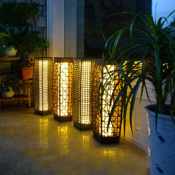 中式花园别墅庭院藤编景观灯落地装饰led草坪室内外太阳能灯户外 仿古