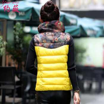 约薇  2015棉服女短款马甲韩版轻薄立领马夹背心外套  YW505 白色 XXXL