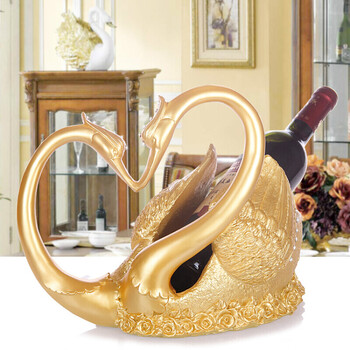 欧式红酒架家居时尚客厅酒柜萄酒架子创意铁艺摆件酒瓶架 浪漫金天鹅