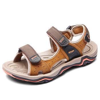 杰夫莱品牌男鞋夏季透气男士户外运动休闲鞋牛皮沙滩鞋凉拖鞋软底露趾