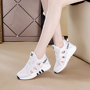 卓诗尼网鞋女运动鞋透气小白鞋凉鞋夏季镂空2018新款百搭韩版内增高