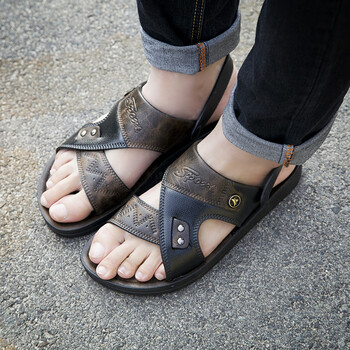 pjp正品男士绑带凉鞋中老年拖鞋两穿休闲鞋男生休闲鞋防水防滑凉拖鞋