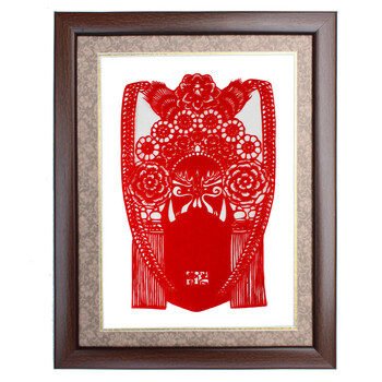 京剧脸谱剪纸 彩色窗花 客厅装饰画 画框剪纸 中国风商务礼品 曹洪