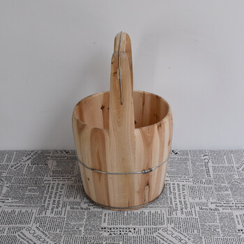 定做手工水桶足浴中药桶提水桶小桶手提木质水桶桑拿拎水桶 大号单个