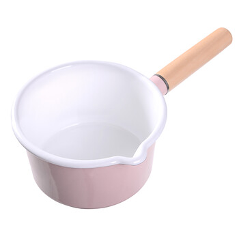 
                                        青青乐福搪瓷奶锅单柄宝宝小奶锅珐琅瓷儿童辅食锅木把手电磁炉通用熬粥泡面锅16cm 果粉奶锅                