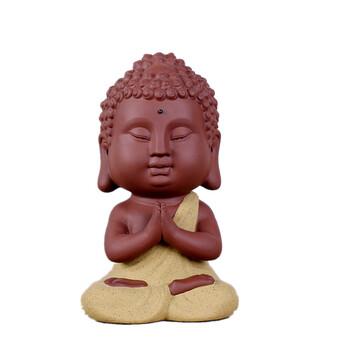 家居饰品茶道彩砂卧佛花梨办公室家用饰品万传笑佛如意 祈福萌佛-黄