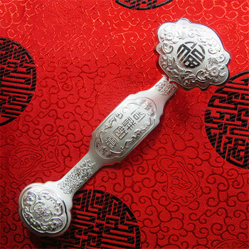 s999银如意摆件 送长辈领导高档生日礼物 送爷爷奶奶80大寿90大寿70