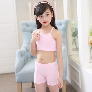 女孩女童内衣内裤儿童背心中大童学生吊带裹胸内衣套装 6292粉色 140