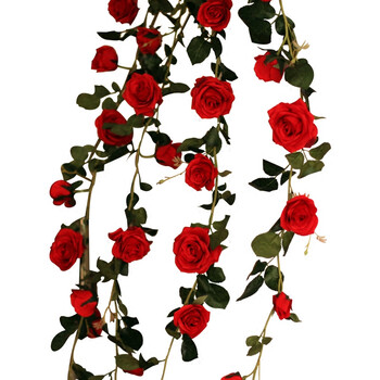 仿真玫瑰花藤蔓条挂花空调管道暖气遮挡装饰假花艺 粉色一根:满2根