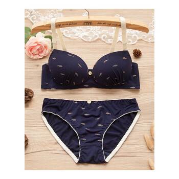 内衣女内裤套装高中学生少女胸罩夏季薄款聚拢无钢圈文胸 3733#宝蓝色