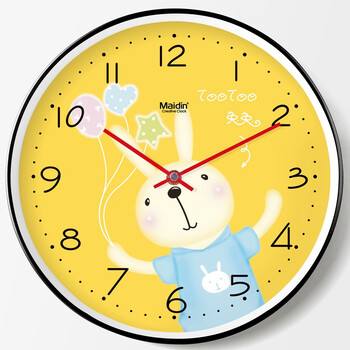 可爱卡通小兔子挂表静音儿童房卧室石英钟日历挂钟小孩房间时钟表